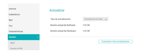 Imagen de la pantalla de actualizacion del software del router