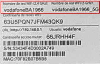 Pegatina nombre de red WiFi del router Sercomm FG824CD