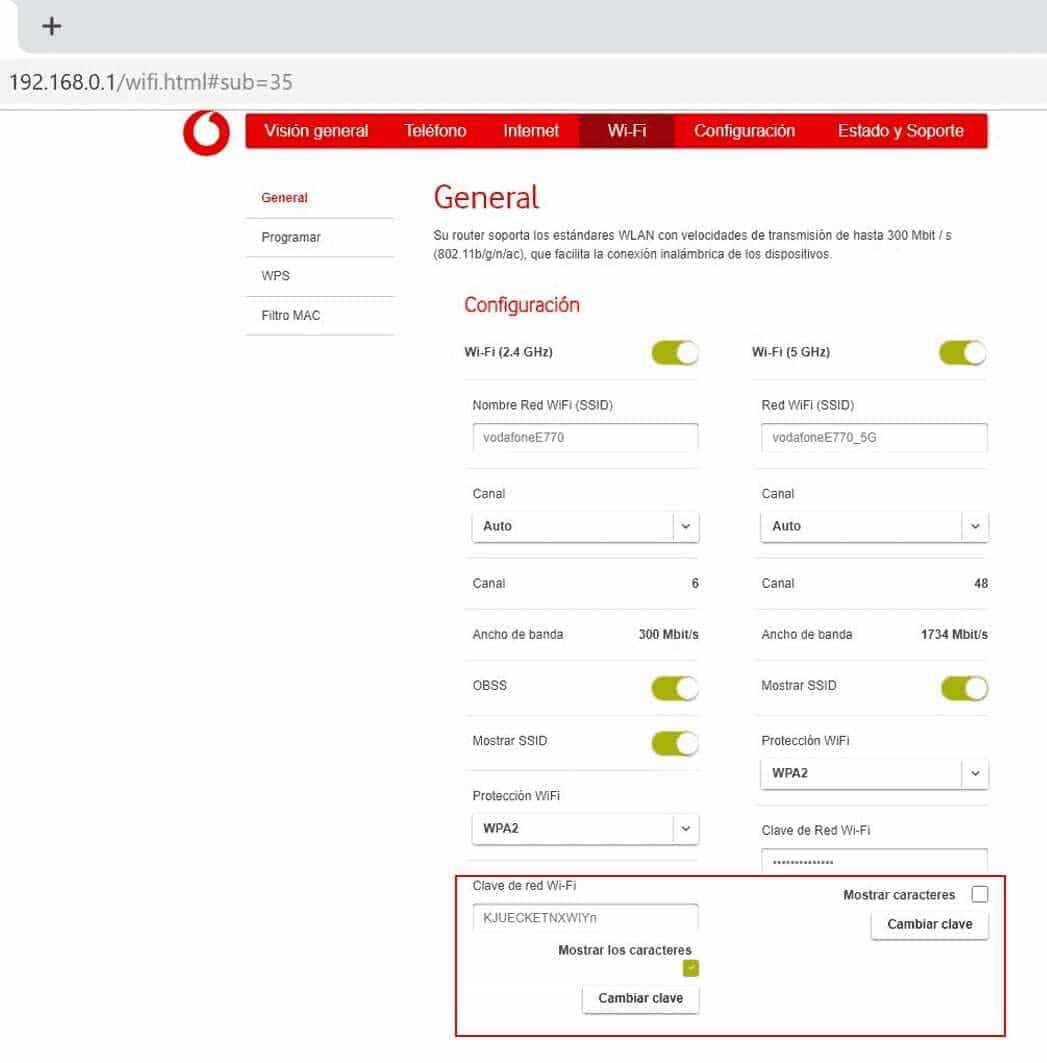 Pantalla de cambio de contraseña del router Sercomm FG824CD
