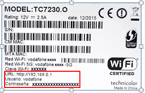 Pantalla de inicio de sesión con nombre de usuarioy contraseña del router Technicolor TC7230