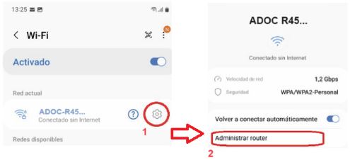 Detalle de como activar el router adoc r45, abre ventana modal.