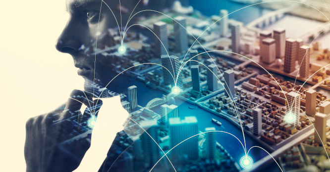 Imagen que representa una red interconectada virtual.