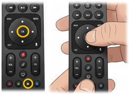 Menú de OK amarillo, abre ventana modal.